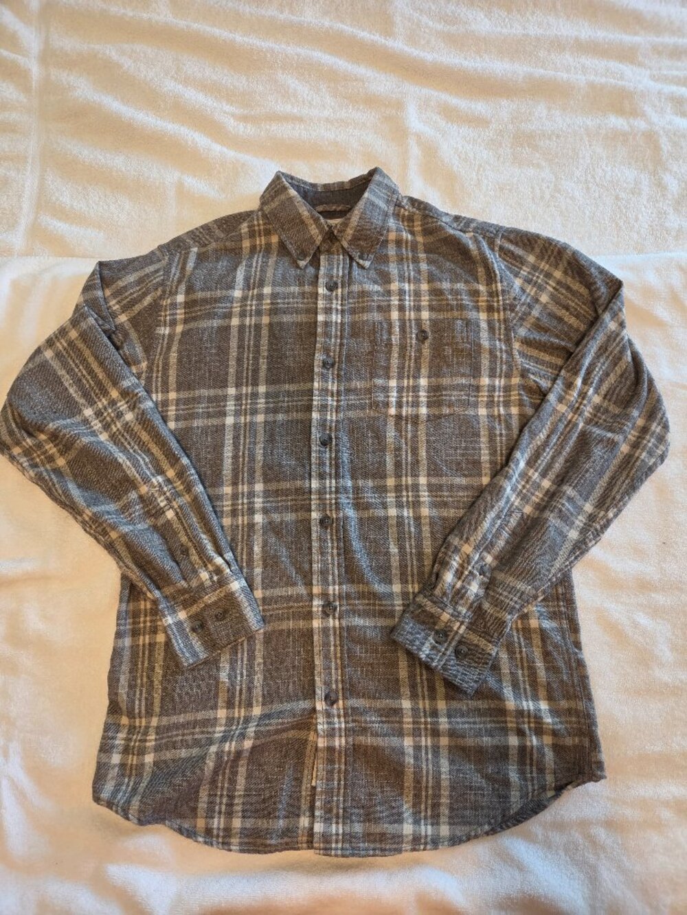 Weatherproof Vintage Shirt Men's S Gray Plaid Flannel Button Down Casual